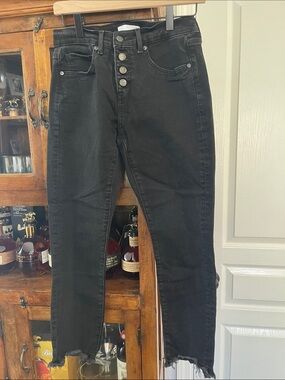 LOFT Black Skinny Button-Fly Jeans